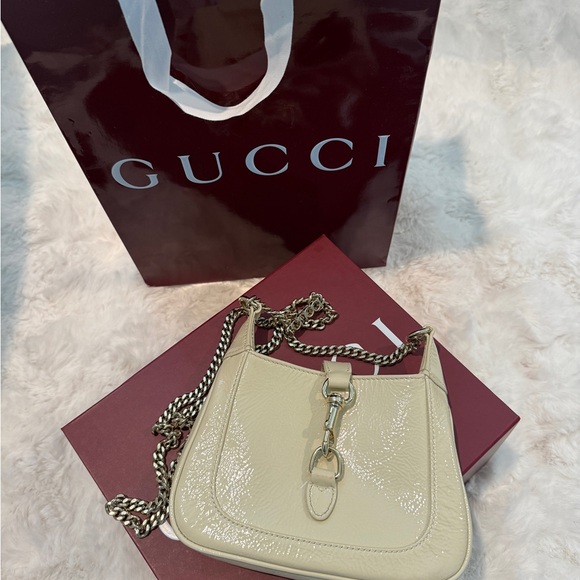 Gucci Cream Patent leather Jackie Notte Crossbody shoulder bag (Mini) - Picture 1 of 16